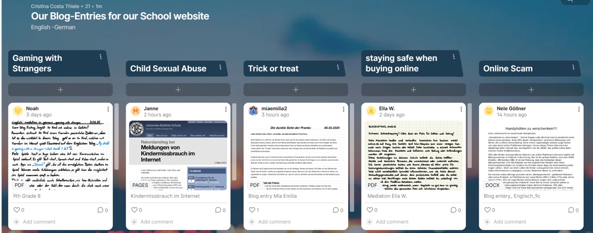 our blog entry padlet